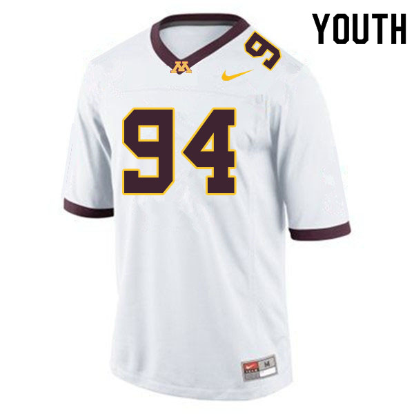Youth #94 Melle Kreuder Minnesota Golden Gophers College Football Jerseys Sale-White - Click Image to Close